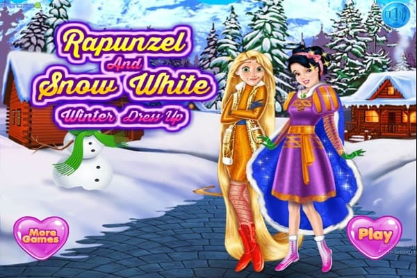 Play Online Rapunzel And Snow White Winter Dress Up Game